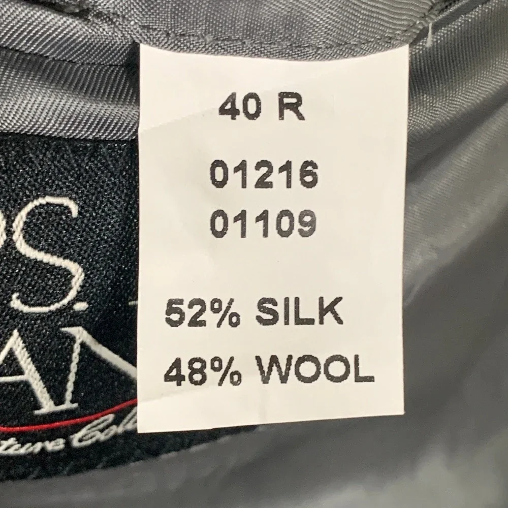 Jos A Bank Signature Blazer Mens 40R Grey Glen Plaid Silk Wool Sport Coat